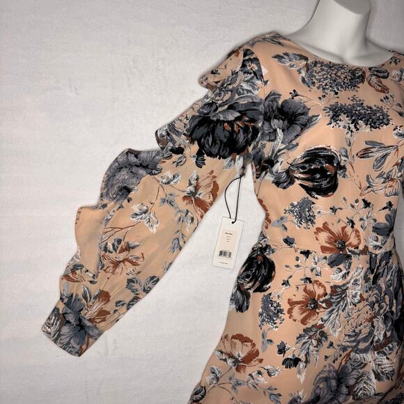 NWT Ali & Jay Merci Tan Floral Ruffle Dress - Picture 2 of 8